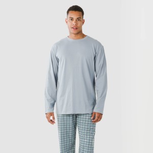 Pigiama lungo uomo cotone Cuadro Joshua verde