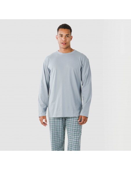 Pigiama lungo uomo cotone Cuadro Joshua verde