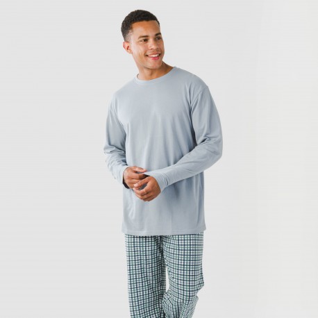 Pigiama lungo uomo cotone Cuadro Joshua verde