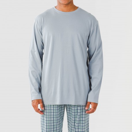 Pigiama lungo uomo cotone Cuadro Joshua verde