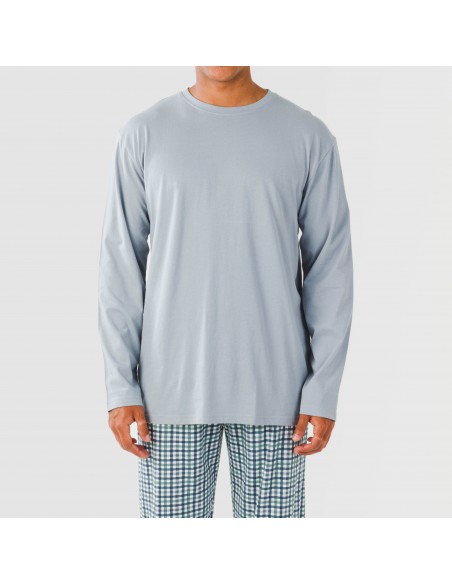 Pigiama lungo uomo cotone Cuadro Joshua verde