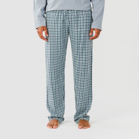 Pigiama lungo uomo cotone Cuadro Joshua verde