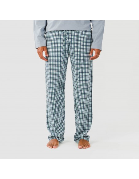 Pigiama lungo uomo cotone Cuadro Joshua verde