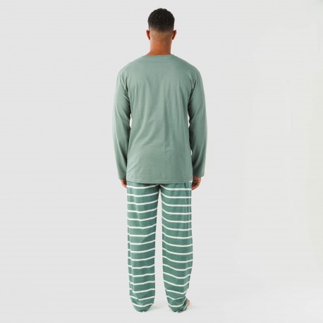 Pigiama lungo uomo cotone Raya Sailor verde veronese
