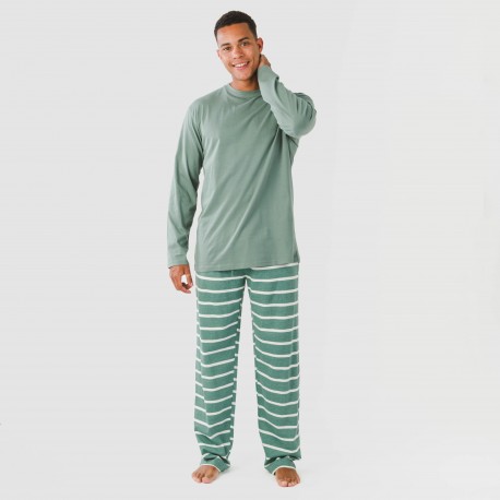 Pigiama lungo uomo cotone Raya Sailor verde veronese