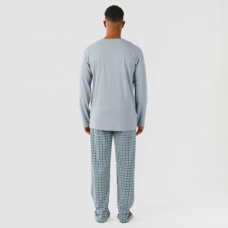 Pigiama lungo uomo cotone Cuadro Joshua verde