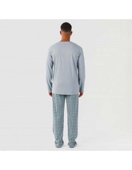 Pigiama lungo uomo cotone Cuadro Joshua verde