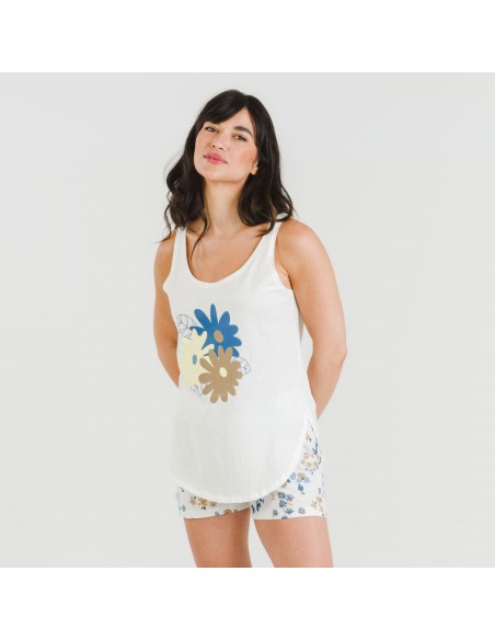 Pigiama corto canotta cotone Arauz indaco Pigiama corto canotta cotone Arauz indaco