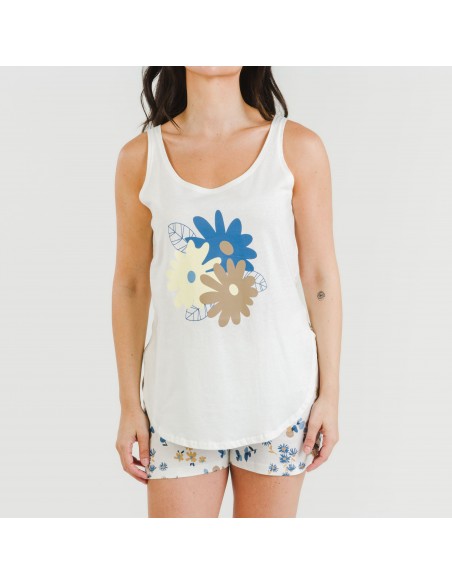 Pigiama corto canotta cotone Arauz indaco Pigiama corto canotta cotone Arauz indaco