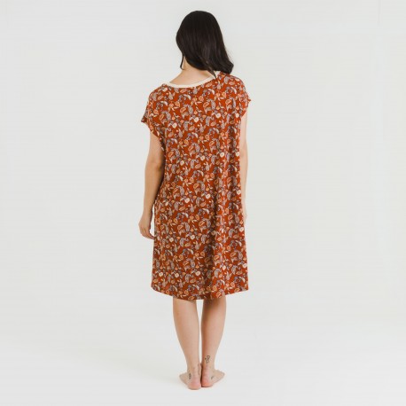 Vestito corto manica ampia crêpe Premisa rame