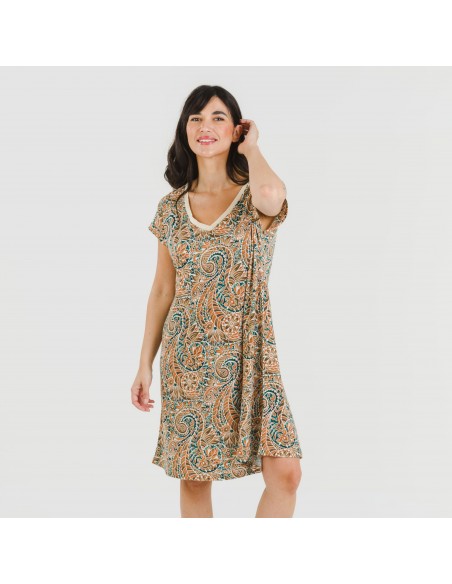 Vestito corto manica ampia crêpe Estels Vestito corto manica ampia crêpe Estels