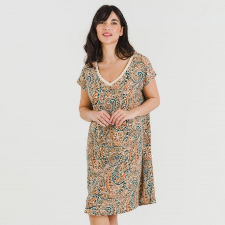 Vestito corto manica ampia crêpe Estels