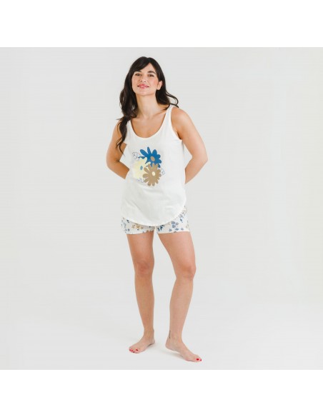 Pigiama corto canotta cotone Arauz indaco Pigiama corto canotta cotone Arauz indaco