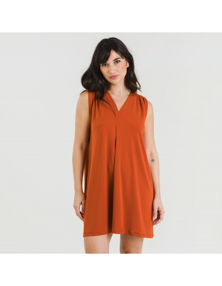 Vestito corto crêpe tinta unita