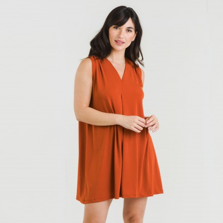 Vestito corto crêpe tinta unita