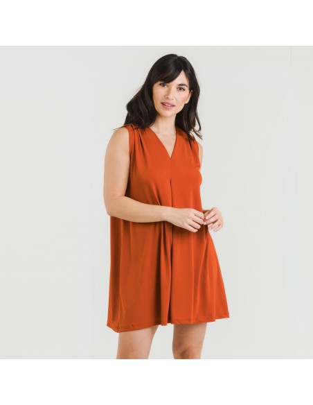 Vestito corto crêpe tinta unita