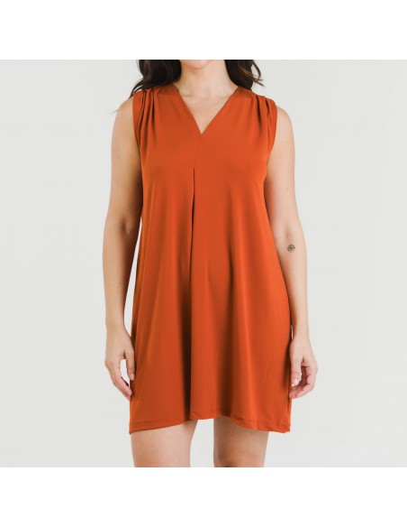 Vestito corto crêpe tinta unita