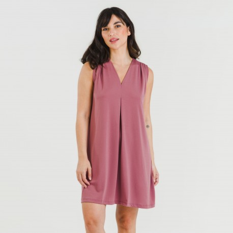 Vestito corto crêpe tinta unita