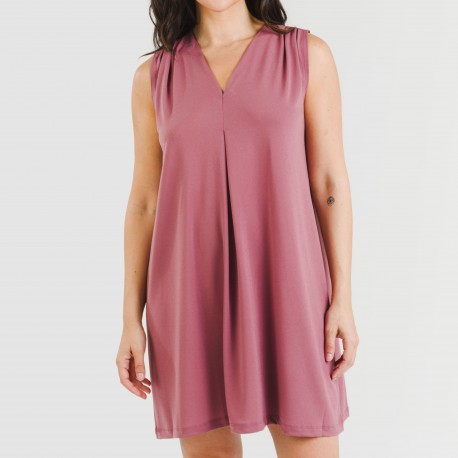 Vestito corto crêpe tinta unita