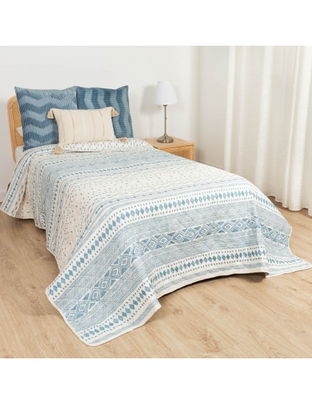 Copriletto bouti Zorione indaco