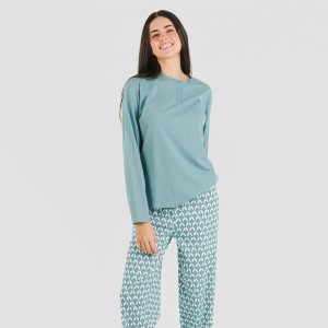 Pigiama lungo cotone Alino indaco 2