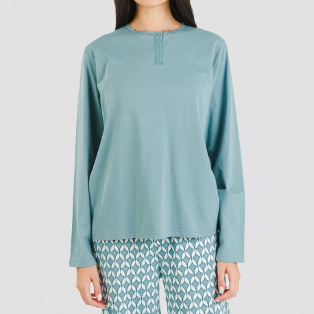 Pigiama lungo cotone Alino indaco