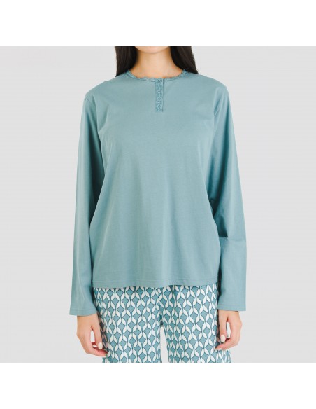 Pigiama lungo cotone Alino indaco Pigiama lungo cotone Alino indaco