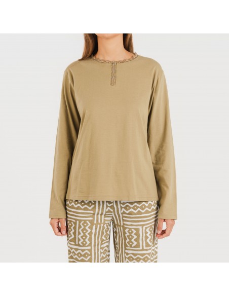 Pigiama lungo cotone Vinuesa sabbia