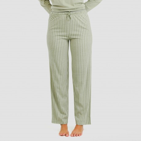 Pigiama lungo cotone Raya Beatrice verde militare