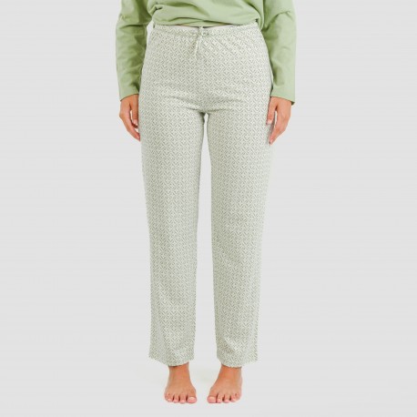 Pigiama lungo cotone Michelle verde militare