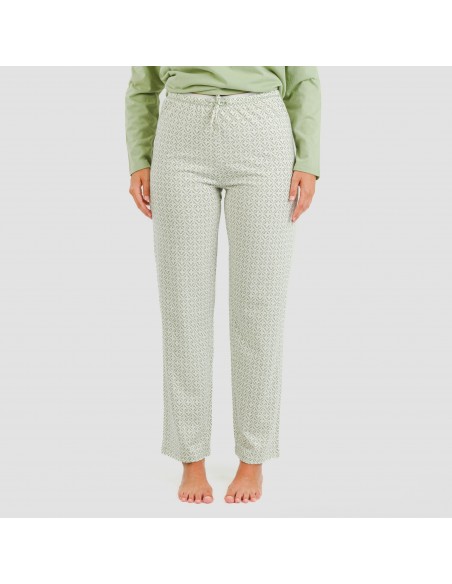 Pigiama lungo cotone Michelle verde militare Pigiama lungo cotone Michelle verde militare