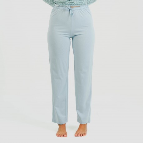 Pigiama lungo cotone Cris celeste