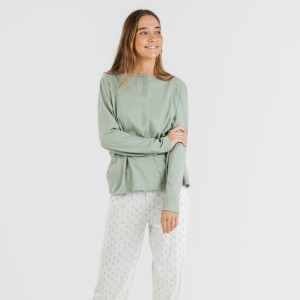 Pigiama lungo cotone Varga verde