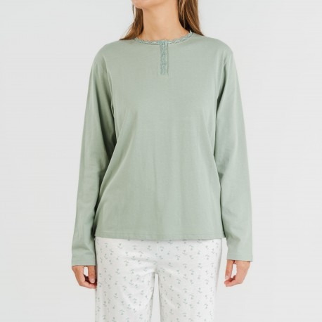 Pigiama lungo cotone Varga verde