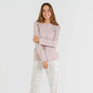 Pigiama lungo cotone Isita malva 2