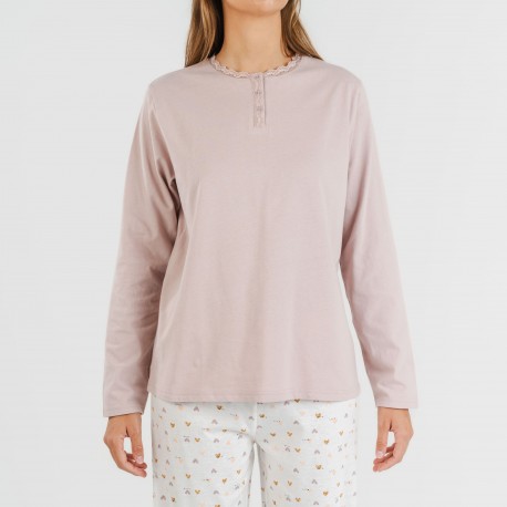 Pigiama lungo cotone Isita malva