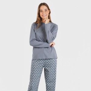 Pigiama lungo cotone Summer blu intenso 2