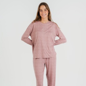 Pigiama lungo soft Lolenda malva rosa 2