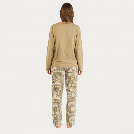 Pigiama lungo cotone Vinuesa sabbia