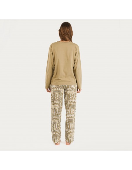 Pigiama lungo cotone Vinuesa sabbia