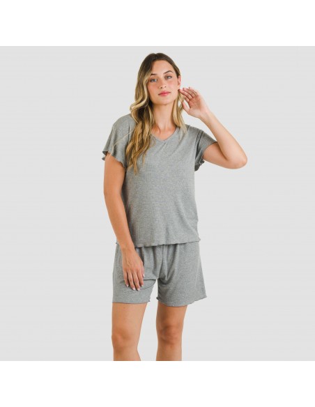 Pigiama corto mezza manica a costine viscosa