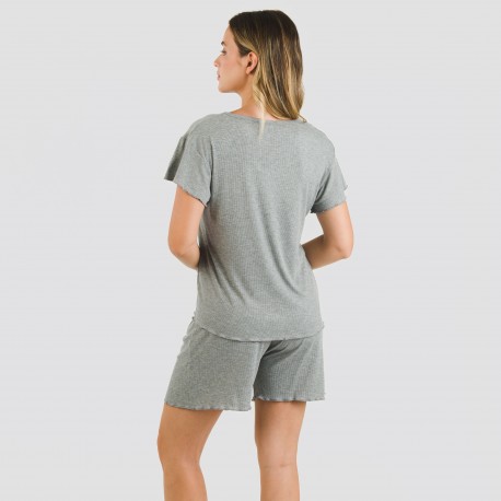 Pigiama corto mezza manica a costine viscosa