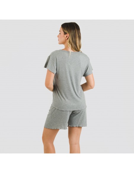 Pigiama corto mezza manica a costine viscosa
