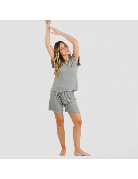 Pigiama corto mezza manica a costine viscosa