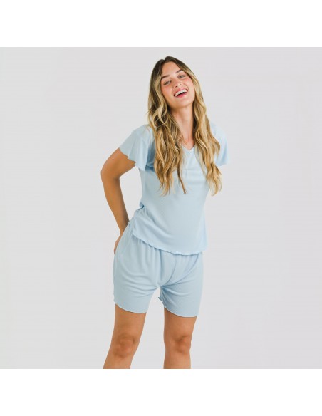 Pigiama corto mezza manica a costine viscosa