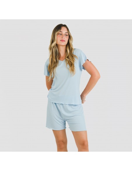 Pigiama corto mezza manica a costine viscosa