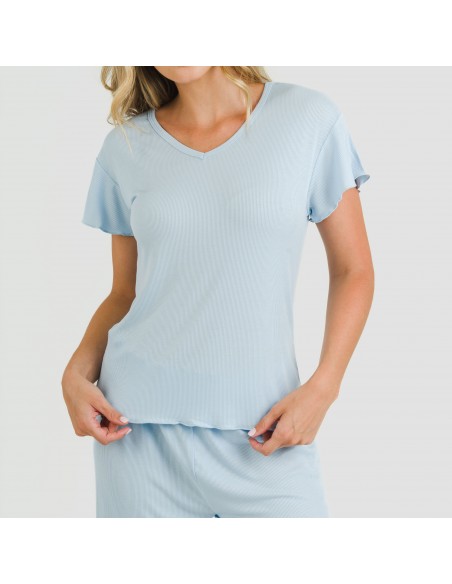 Pigiama corto mezza manica a costine viscosa