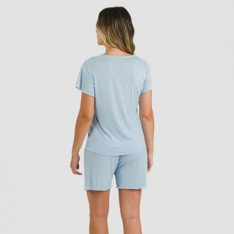 Pigiama corto mezza manica a costine viscosa