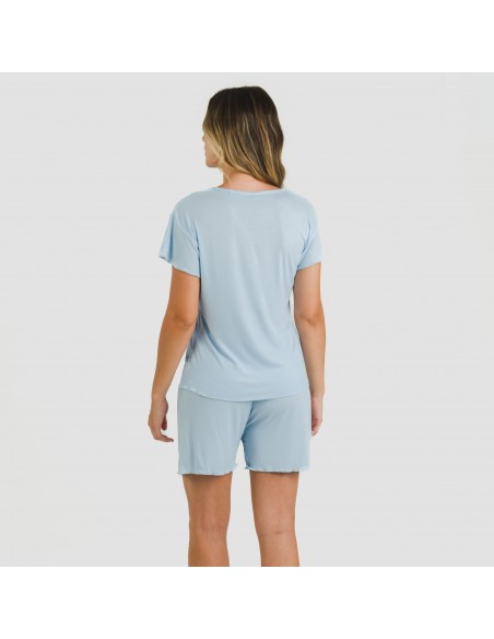 Pigiama corto mezza manica a costine viscosa