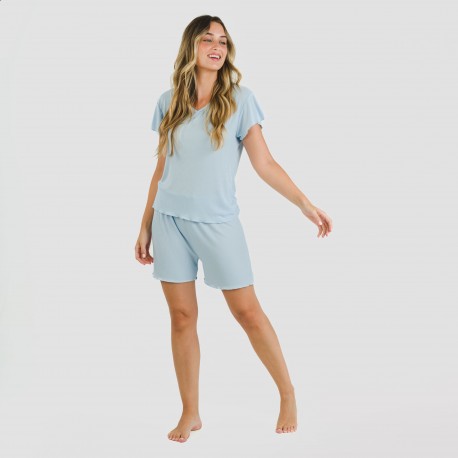 Pigiama corto mezza manica a costine viscosa